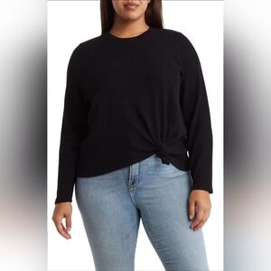 MADEWELL Elwood Black Knot-Front Long Sleeve Top XXL